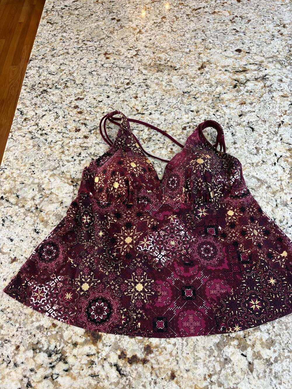 Swimsuits For All Tankini Top Size 18 Red Paisley Print